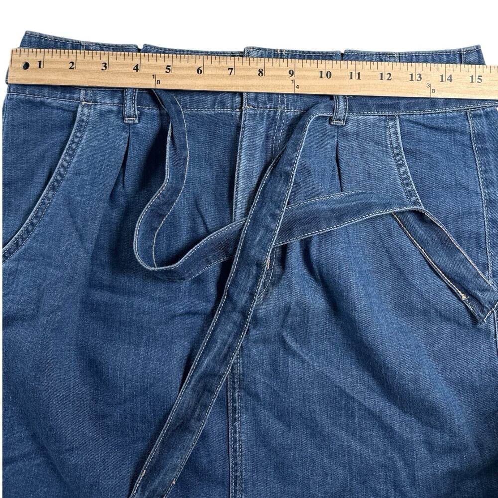 American Eagle Super High Rise Denim Skirt Tie Waist Bow Belt Size 6 NWT - Picture 4 of 6